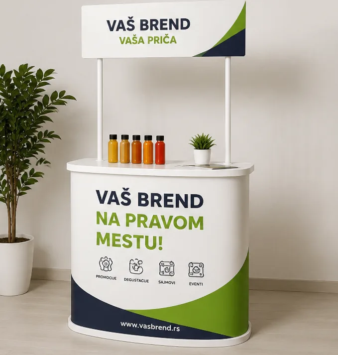 Opremanje štanda za sajam sa brendiranim promo pultom