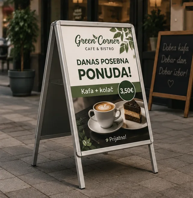 A table i sendvič tabla sa štampom po meri