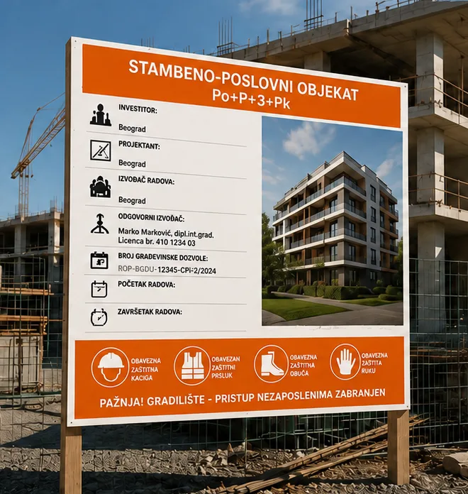 Tabla za gradilište po meri projekta