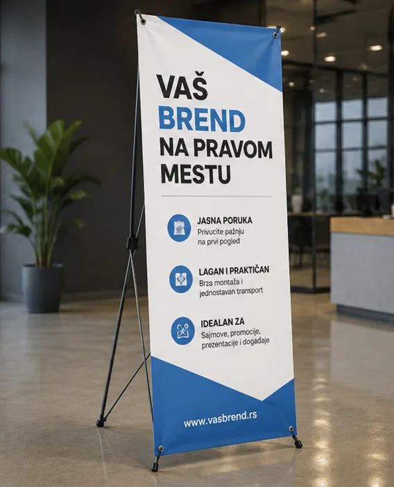 X baneri – konstrukcija sa štampanom grafikom za sajmove