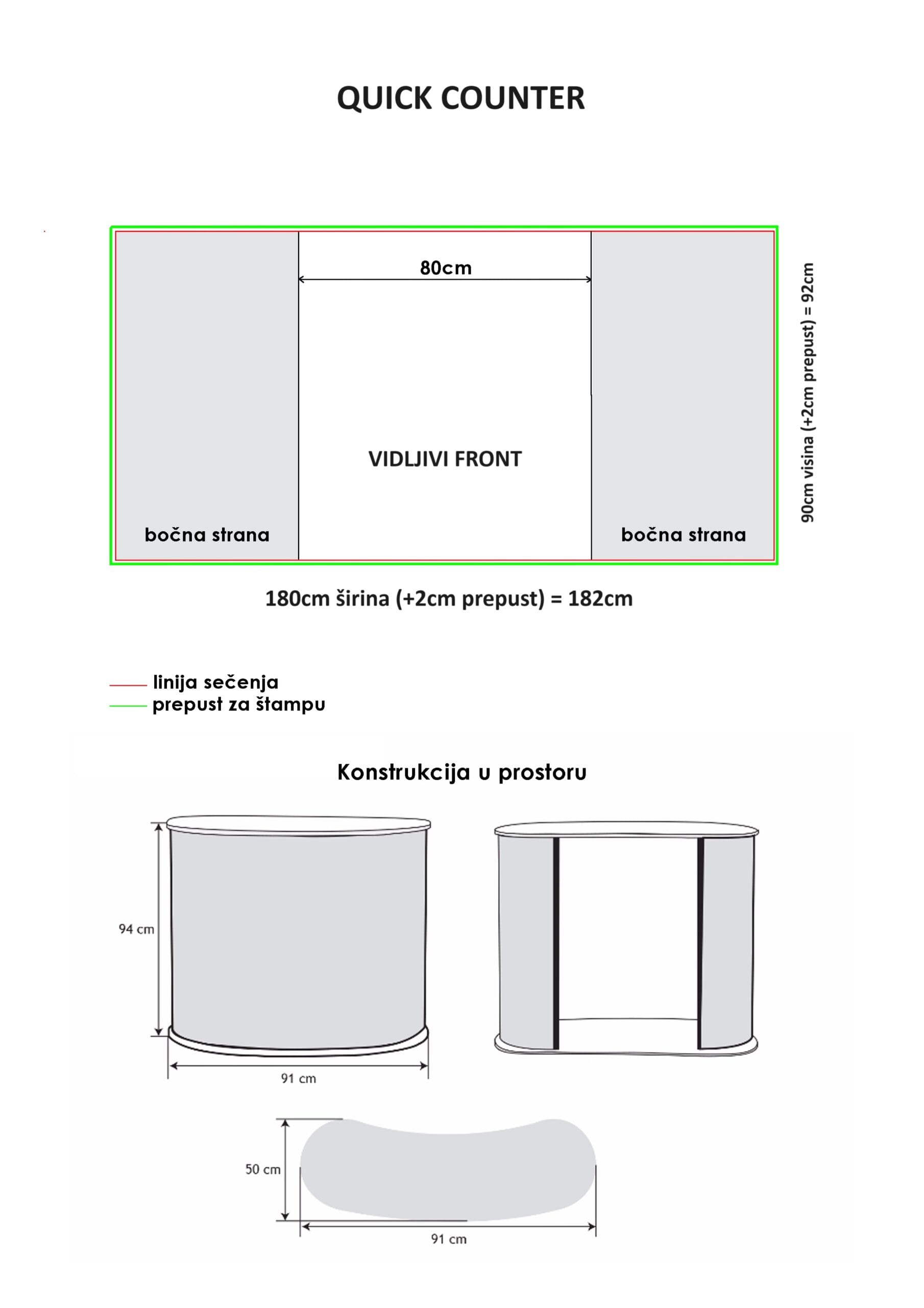Quick Counter pult – dimenzije i priprema grafike za štampu