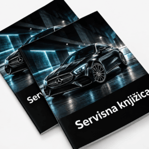 Servisne knjižice za auto servise – primer korica sa automobilom