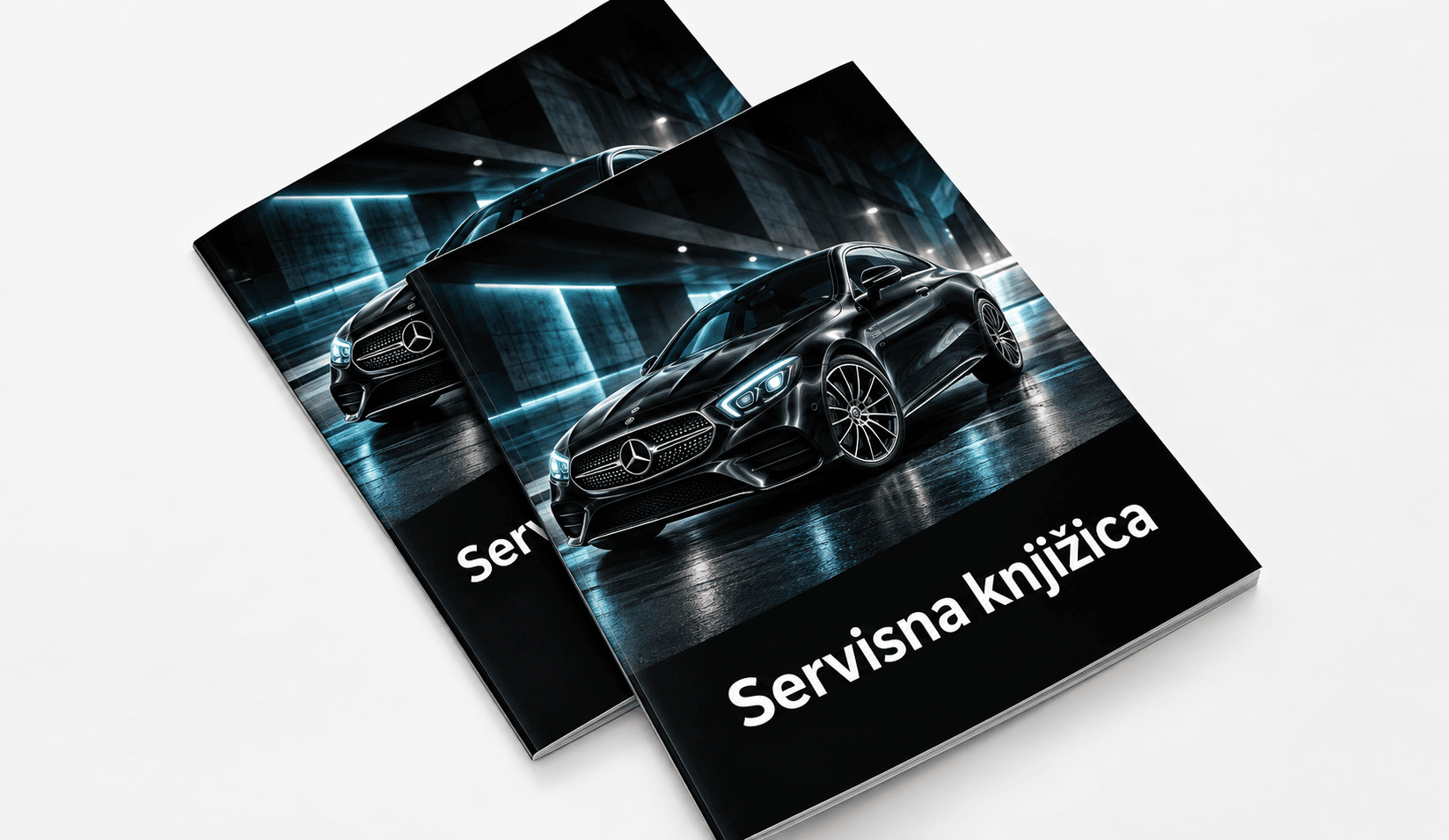 Servisne knjižice za auto servise – primer korica sa automobilom